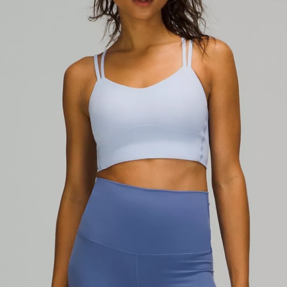 lululemon light blue like a cloud long line bra